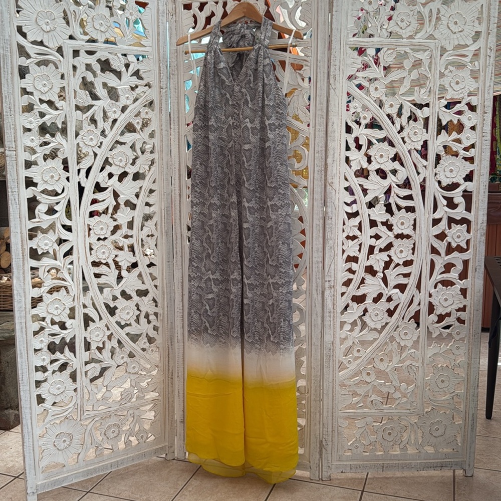 Calypso St Barth Snakeskin & Yellow Ombré Silk Maxi Dress-Backless - NWT - Small